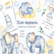 Watercolor cute elephants. Clipart and cards