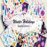 Winter holidays seamless patterns