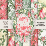 Watercolor "Happy Christmas" digital papers