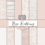 Rose pale wedding digital paper pack