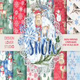 Watercolor "Let it snow" digital papers