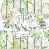 Watercolor White Hydrangea digital paper pack