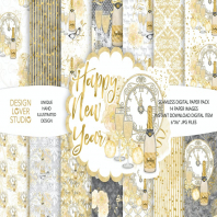 Watercolor Happy New Year digital paper pack