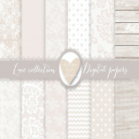 Lace digital papers, Beige wedding digital