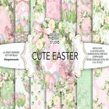 Watercolor Cute easter digital paper pack 1