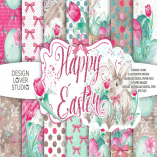 Watercolor Happy easter digital paper pack II.