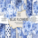 Watercolor BLUE FLOWERS digital paper pack
