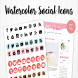 Watercolor Social Media Icons