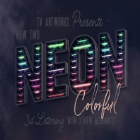 Colorful Neon 3D Lettering View 2