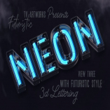 Futuristic Neon 3D Lettering View 4