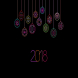 2018 New Year, Christmas balls neon vector design
