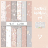 Heart bokeh heart digital paper pack