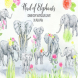 Watercolor herd of elephants 