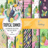 Tropical summer digital paper pack