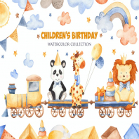 Watercolor Children's Birthday. Clipart, cards ...