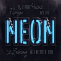 Futuristic Neon 3D Lettering View 2