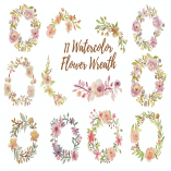 11 Watercolor Flower Wreath Graphics Illustrator