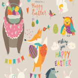 Animals celebrating Easter. Vector set of cartoon 