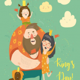 Happy family celebrating Kings Day. Vector 