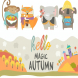 Vector set of cute animals with autumn theme