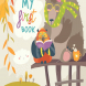 Cute bear ,owl and swans reading books in autumn 