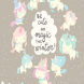 Collection of funny unicorn on gray winter