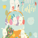 Easter bunnies and easter egg. Vector illustration