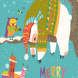 Vector Christmas card with sleeping polar bear