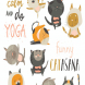 Cute cats in yoga postures. Vector collection 