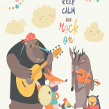 Cute animal music band. Cartoon animals playing 