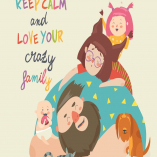 Portrait of cute crazy family. Vector illustration