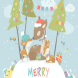 Cute Cartoon Deer family. Merry Christmas. Vector 