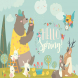Cute animals meeting spring in the forest. Vector 