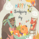 Cute animals celebrating Thanksgiving day. Vector 