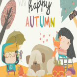 Cute children meeting autumn wearing warm clothes.