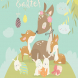 Cartoon Deer family with cute bunnies. Happy anima