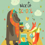 Back to school illustaration with cute woodland 