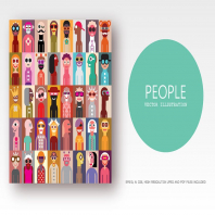 Group of people pop art style vector illustration