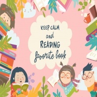 Cute frame composed of children reading books