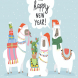 Vector Christmas card with llama. Merry Christmas 