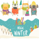 Vector set of cute animals with winter theme 