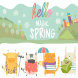 Vector set of cute animals with spring theme 
