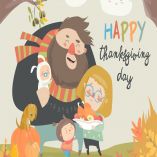 Vector illustration of a cartoon happy family 