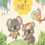 Cute koala dancing with friend. Vector