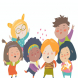 Vector isolated illustration of group children 