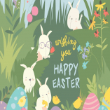 Easter bunnies and easter egg. Vector illustration