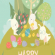 Easter bunnies and easter egg. Vector illustration