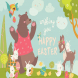 Cute bear,happy rabbits and little deer celebratin