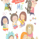 Set of characters. Children with pets. Vector 