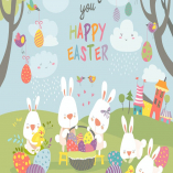 Easter bunnies and easter egg. Vector illustration